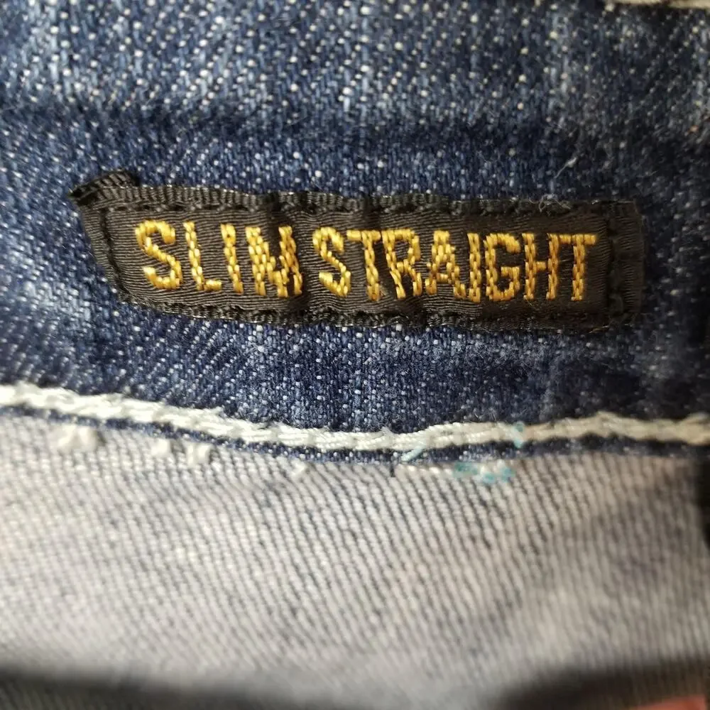 Helix Slim Straight Jeans Mens 33x30 Blue Medium Wash‎ Distressed Denim Pants